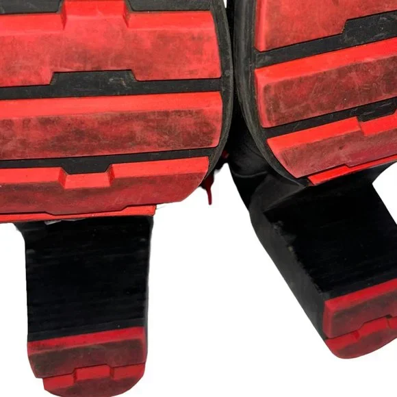 aldo black pony calf hair red lace worn Heeled Hiking Ski Bunny boots 9.5 - Picture 11 of 12